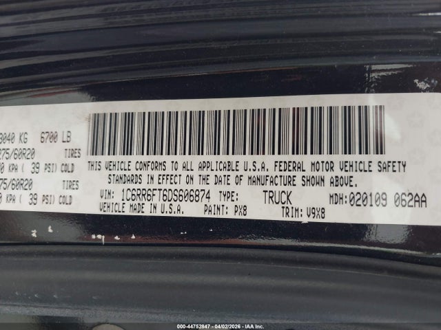 Aukcja sprzedaży 2013 Ram 1500 Express, vin: 1C6RR6FT6DS606874, numer aukcji: 44752847