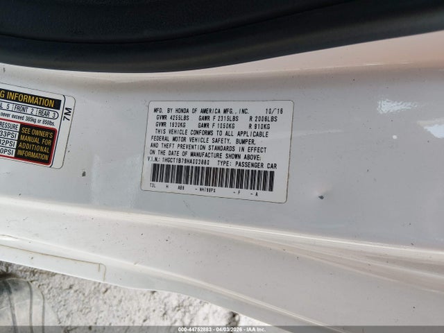 Продажа на аукционе авто 2017 Honda Accord Ex, vin: 1HGCT1B79HA003880, номер лота: 44752883