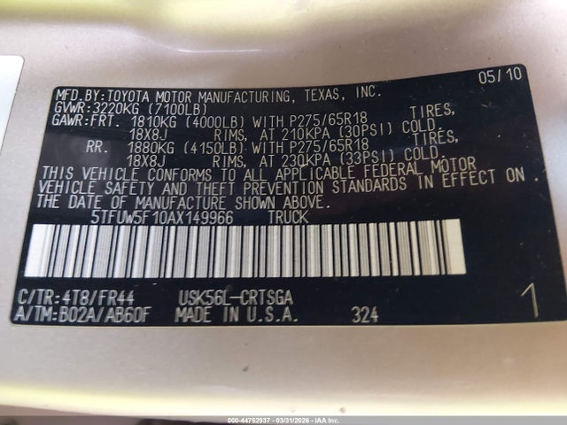 2010 TOYOTA TUNDRA 5TFUW5F10AX149966 Photo 8