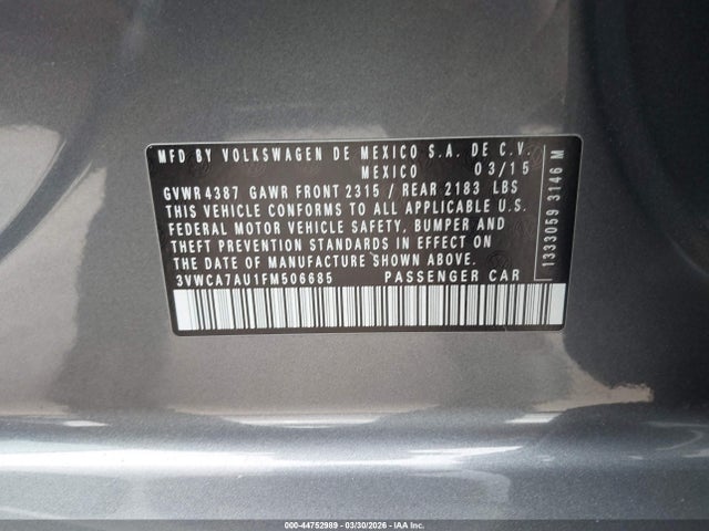 Продаж на аукціоні авто 2015 Volkswagen Golf Sportwagen Tdi Sel 4-door, vin: 3VWCA7AU1FM506685, номер лоту: 44752989