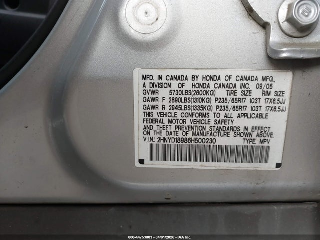 Продаж на аукціоні авто 2006 Acura Mdx, vin: 2HNYD18986H500230, номер лоту: 44753001