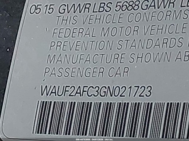 Aukcja sprzedaży 2016 Audi S6 4.0t Premium Plus, vin: WAUF2AFC3GN021723, numer aukcji: 44753008