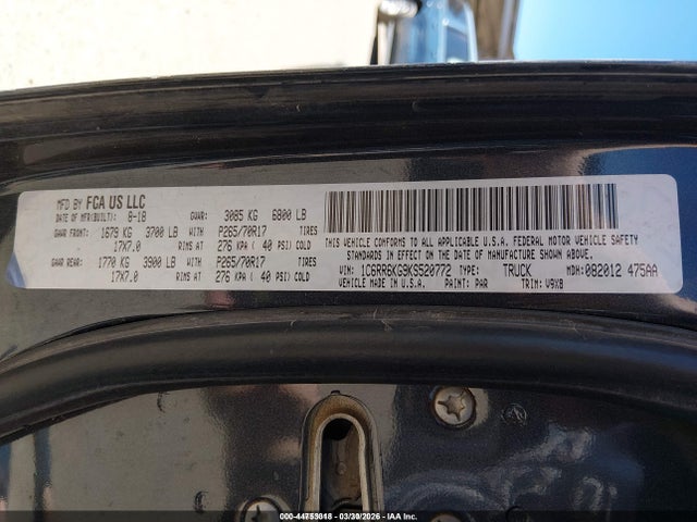 1C6RR6KG9KS520772 RAM 1500 Classic Tradesman 4x2 5&#039;7 Box