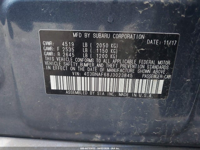 Aukcja sprzedaży 2018 Subaru Legacy 2.5i Premium, vin: 4S3BNAF68J3023845, numer aukcji: 44753023