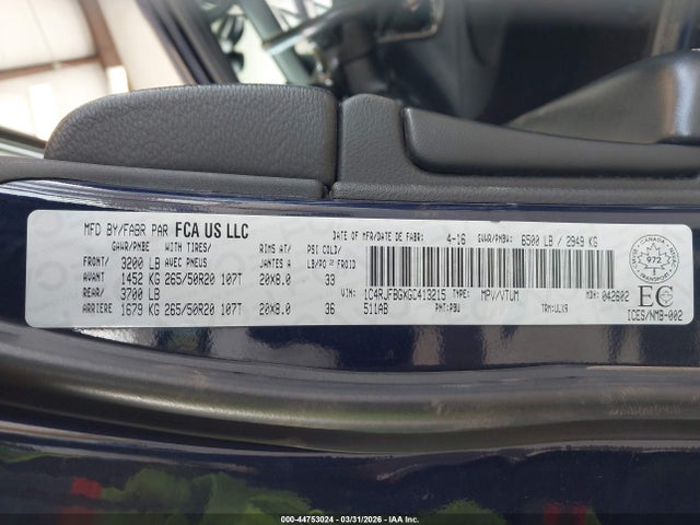 1C4RJFBGXGC413215 Jeep Grand Cherokee Limited