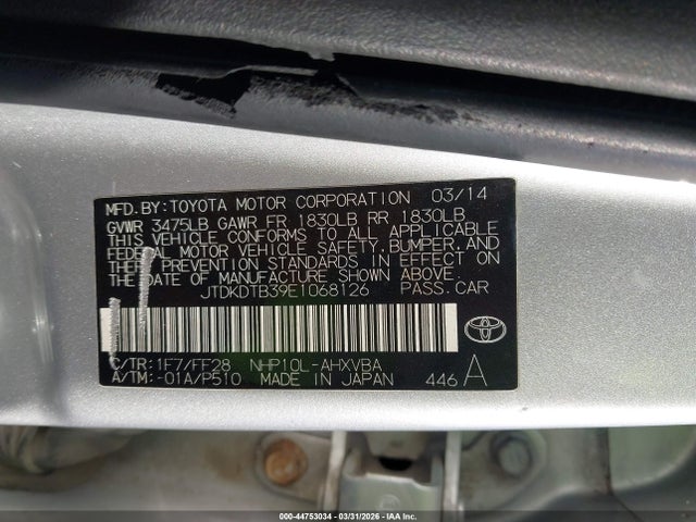 2014 TOYOTA PRIUS C JTDKDTB39E1068126 Photo 8