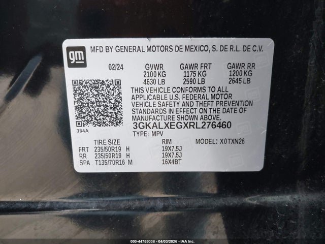 Aukcja sprzedaży 2024 Gmc Terrain Awd Denali, vin: 3GKALXEGXRL276460, numer aukcji: 44753038