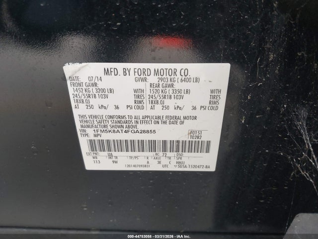 1FM5K8AT4FGA28855 Ford Utility Police Interceptor