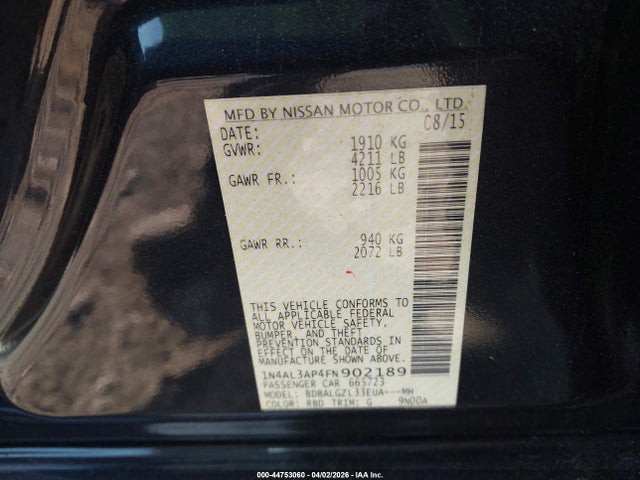 1N4AL3AP4FN902189 Nissan Altima 2.5 S