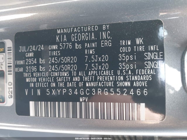 5XYP34GC3RG552466 KIA Telluride Ex