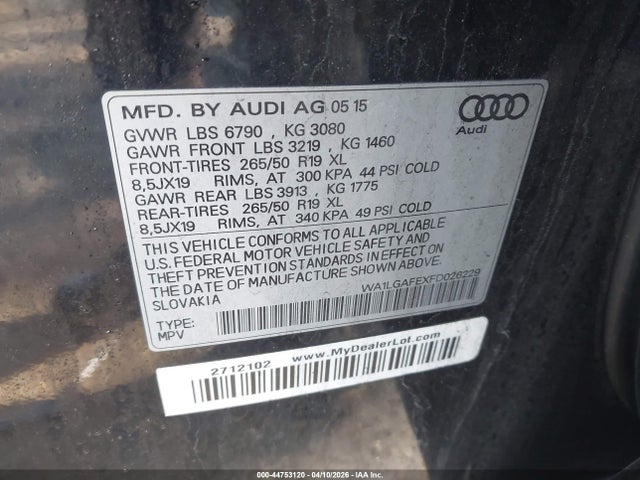 2015 AUDI Q7 WA1LGAFEXFD026229 Photo 8