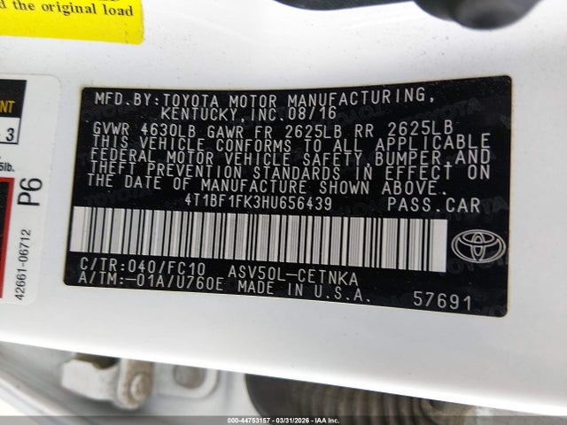 Toyota CAMRY LE 2017 4T1BF1FK3HU656439 Image 9