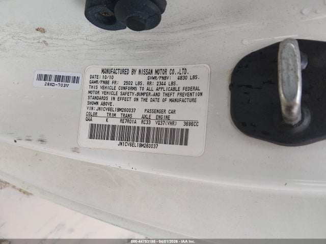 Aukcja sprzedaży 2011 Infiniti G37x, vin: JN1CV6EL1BM260037, numer aukcji: 44753188