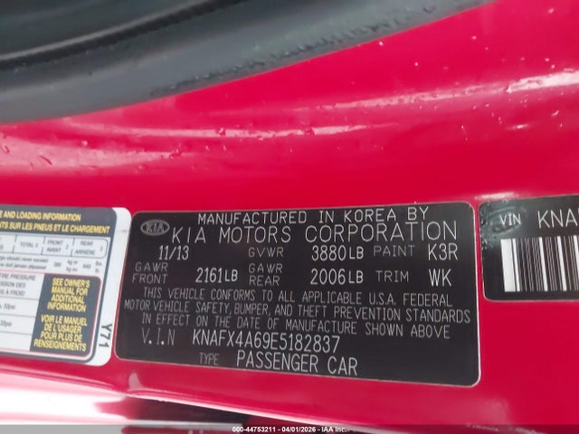 2014 Kia Forte Lx მანქანა იყიდება აუქციონზე, vin: KNAFX4A69E5182837, აუქციონის ნომერი: 44753211