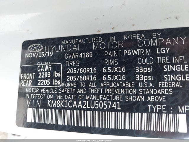 2020 HYUNDAI KONA KM8K1CAA2LU505741 Photo 8