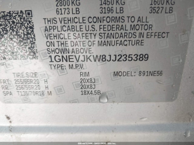 1GNEVJKW8JJ235389 Chevrolet Traverse Premier