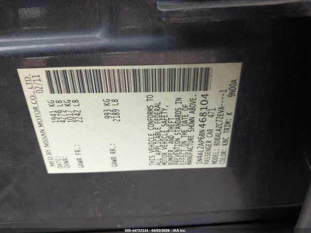 2011 NISSAN ALTIMA 1N4AL2AP6BN468104 Photo 8