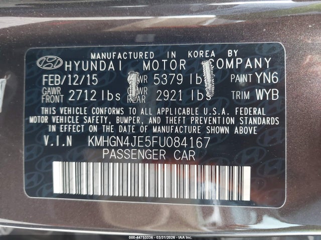 KMHGN4JE5FU084167 Hyundai Genesis 3.8