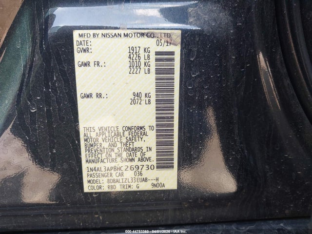 Nissan Altima 2.5 Sv 2017 1N4AL3AP8HC269730 Image 9