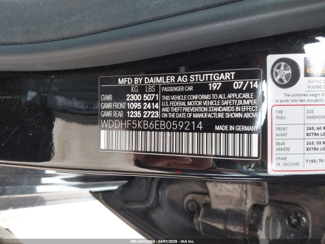 Продаж на аукціоні авто 2014 Mercedes-benz E 350, vin: WDDHF5KB6EB059214, номер лоту: 44753368