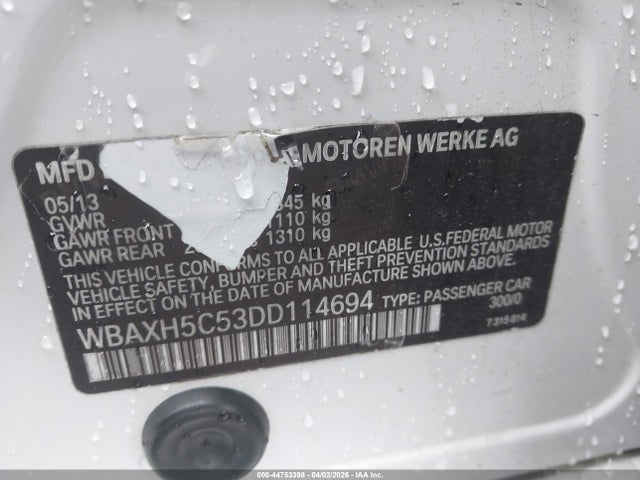 44753398 :رقم المزاد ، WBAXH5C53DD114694 vin ، 2013 Bmw 528i Xdrive مزاد بيع