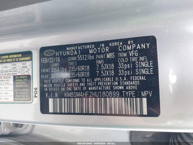 Hyundai Santa Fe Se 2017 KM8SM4HF2HU180899 Image 9