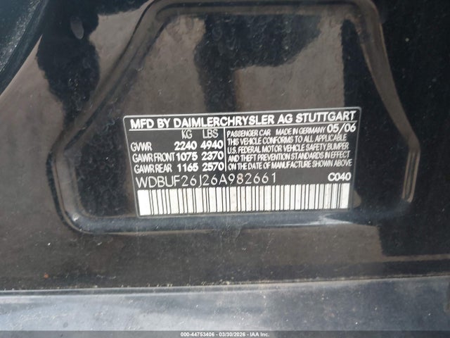Aukcja sprzedaży 2006 Mercedes-benz E 320 Cdi, vin: WDBUF26J26A982661, numer aukcji: 44753406