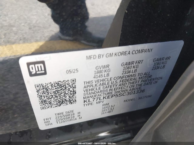 KL77LKEP5SC301336 Chevrolet Trax Fwd Activ