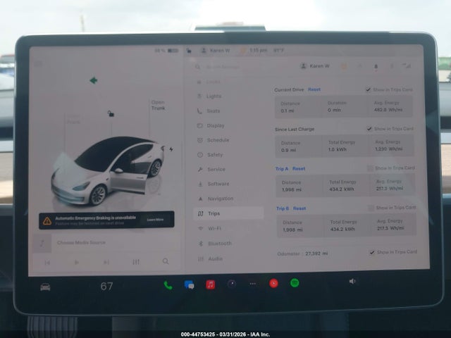 44753425 :رقم المزاد ، 5YJ3E1EA3PF498597 vin ، 2023 Tesla Model 3 Rear-wheel Drive مزاد بيع