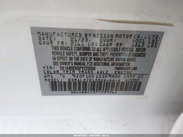 Aukcja sprzedaży 2023 Nissan Sentra Sv Xtronic Cvt, vin: 3N1AB8CV5PY229264, numer aukcji: 44753443