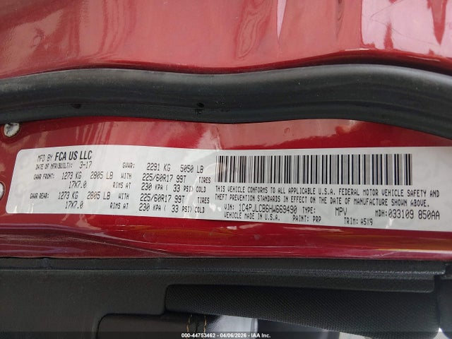 Продаж на аукціоні авто 2017 Jeep Cherokee Latitude Fwd, vin: 1C4PJLCB6HW669490, номер лоту: 44753462