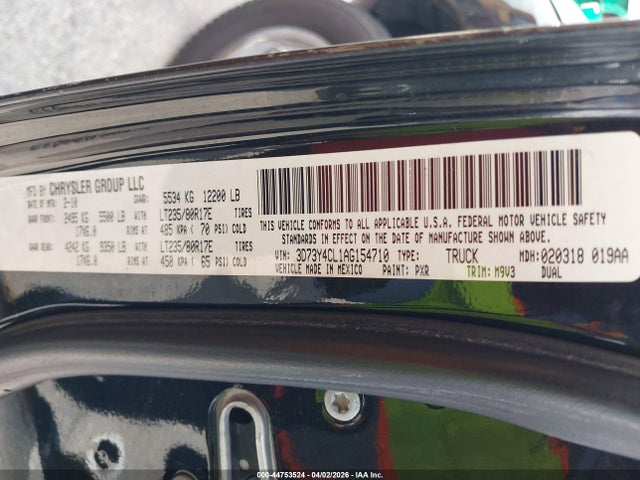 2010 Dodge Ram 3500 Slt მანქანა იყიდება აუქციონზე, vin: 3D73Y4CL1AG154710, აუქციონის ნომერი: 44753524