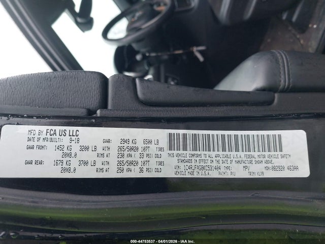 Aukcja sprzedaży 2019 Jeep Grand Cherokee Altitude 4x4, vin: 1C4RJFAG8KC531404, numer aukcji: 44753537