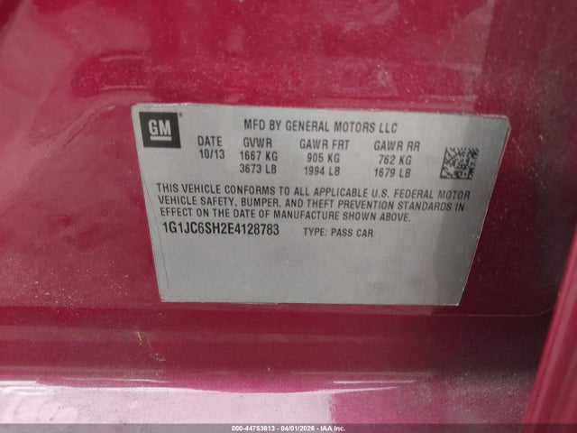 1G1JC6SH2E4128783 Chevrolet Sonic Lt Auto