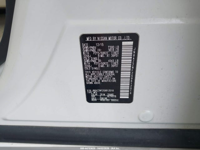 44753620 :رقم المزاد ، JN8AZ2NF2G9612018 vin ، 2016 Infiniti Qx80 مزاد بيع