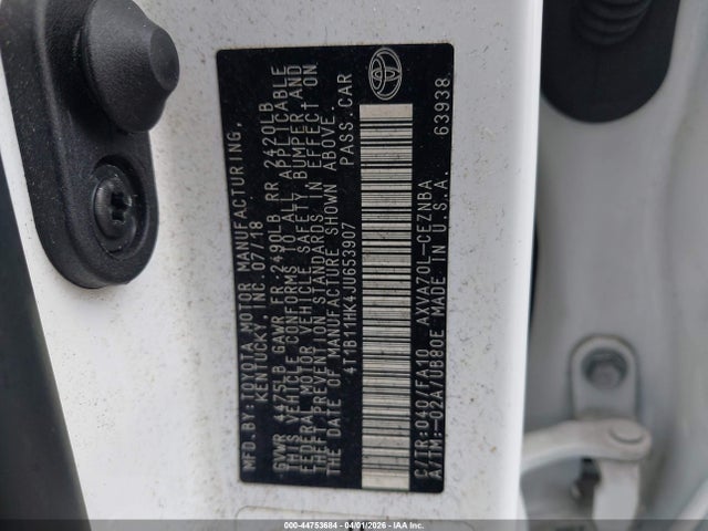 Auction sale of the 2018 Toyota Camry Le, vin: 4T1B11HK4JU653907, lot number: 44753684