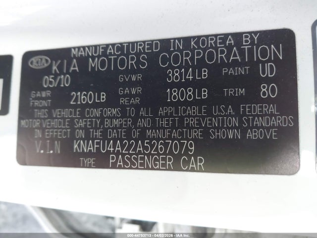 Продажа на аукционе авто 2010 Kia Forte Ex, vin: KNAFU4A22A5267079, номер лота: 44753713