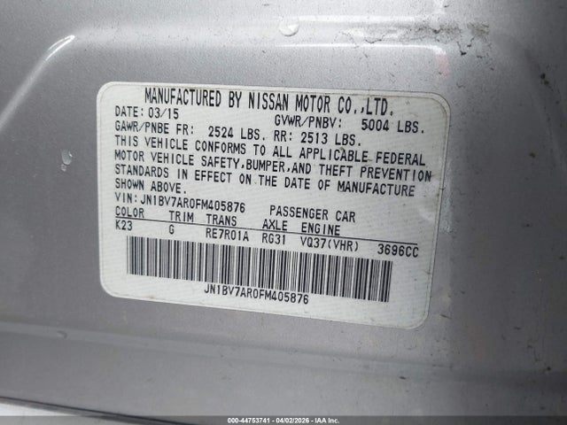 Продажа на аукционе авто 2015 Infiniti Q50 Premium/sport, vin: JN1BV7AR0FM405876, номер лота: 44753741
