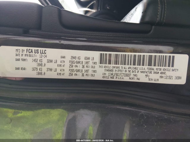 Продаж на аукціоні авто 2015 Jeep Grand Cherokee Limited, vin: 1C4RJFBG1FC733697, номер лоту: 44753955