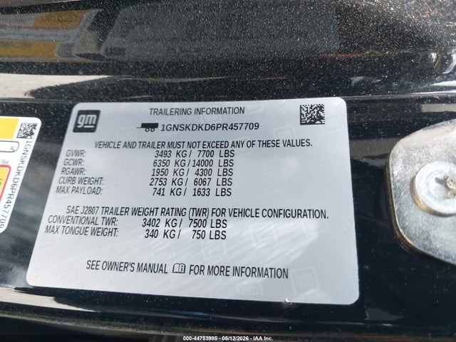 1GNSKDKD6PR457709 Chevrolet Suburban 4wd Z71