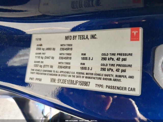2018 TESLA MODEL 3 5YJ3E1EB8JF150987 Photo 8