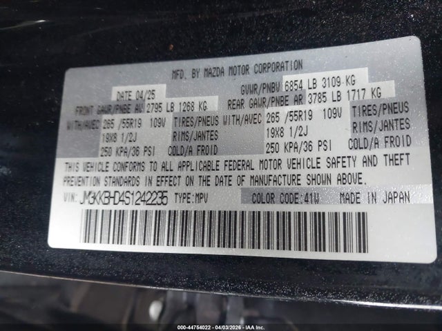 Aukcja sprzedaży 2025 Mazda Cx-90 3.3 Turbo Preferred Package, vin: JM3KKBHD4S1242235, numer aukcji: 44754022