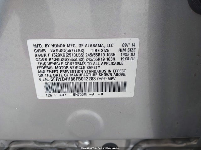 Продаж на аукціоні авто 2015 Acura Mdx Advance Pkg W/entertainment Pkg, vin: 5FRYD4H86FB012283, номер лоту: 44754074