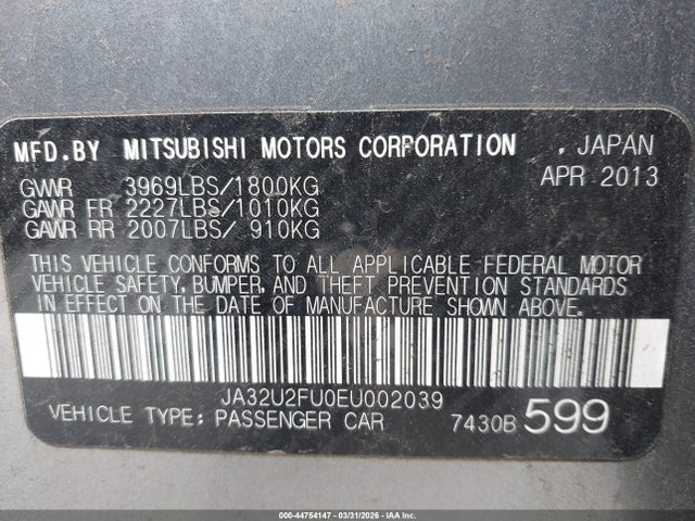 2014 MITSUBISHI LANCER JA32U2FU0EU002039 Photo 8