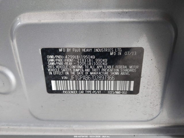 2013 Subaru Impreza 2.0i Premium მანქანა იყიდება აუქციონზე, vin: JF1GPAB67D2897366, აუქციონის ნომერი: 44754155