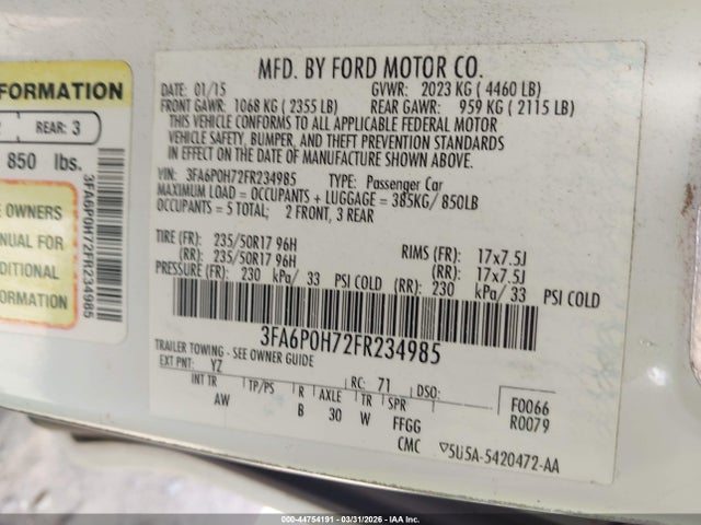 2015 FORD FUSION 3FA6P0H72FR234985 Photo 8