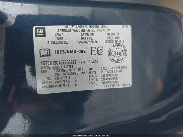 Aukcja sprzedaży 2008 Gmc Sierra 1500 Sl/sle1/work Truck, vin: 1GTEK19C48Z286977, numer aukcji: 44754193