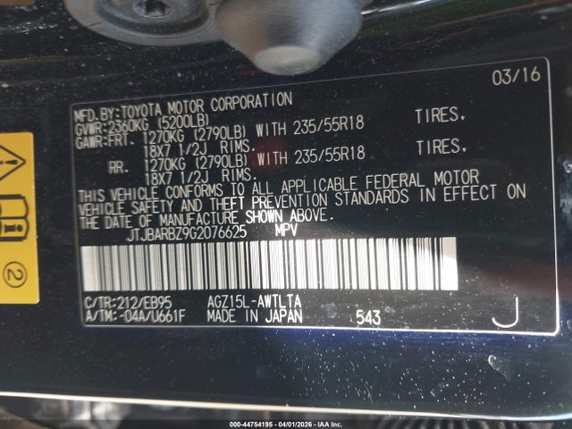 Продажа на аукционе авто 2016 Lexus Nx 200t F Sport, vin: JTJBARBZ9G2076625, номер лота: 44754195