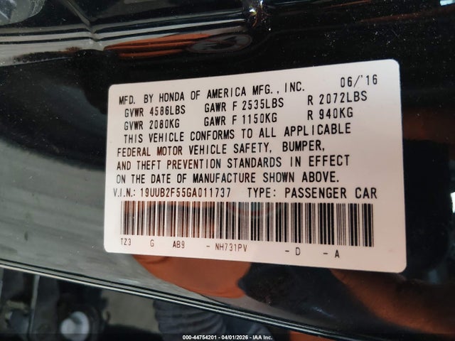 44754201 :رقم المزاد ، 19UUB2F55GA011737 vin ، 2016 Acura Tlx V6 Tech مزاد بيع