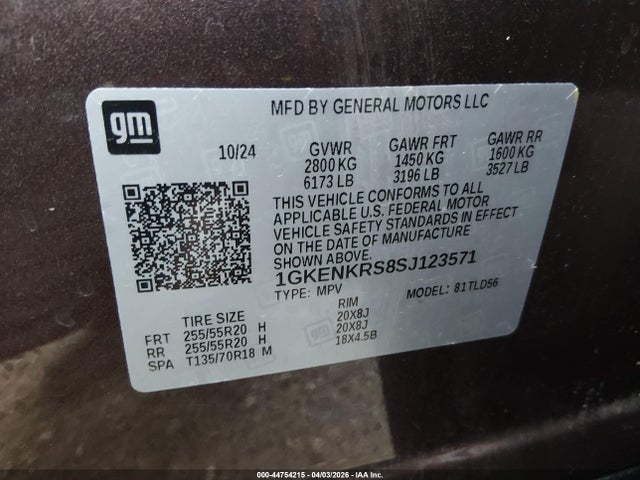Продажа на аукционе авто 2025 Gmc Acadia Fwd Elevation, vin: 1GKENKRS8SJ123571, номер лота: 44754215